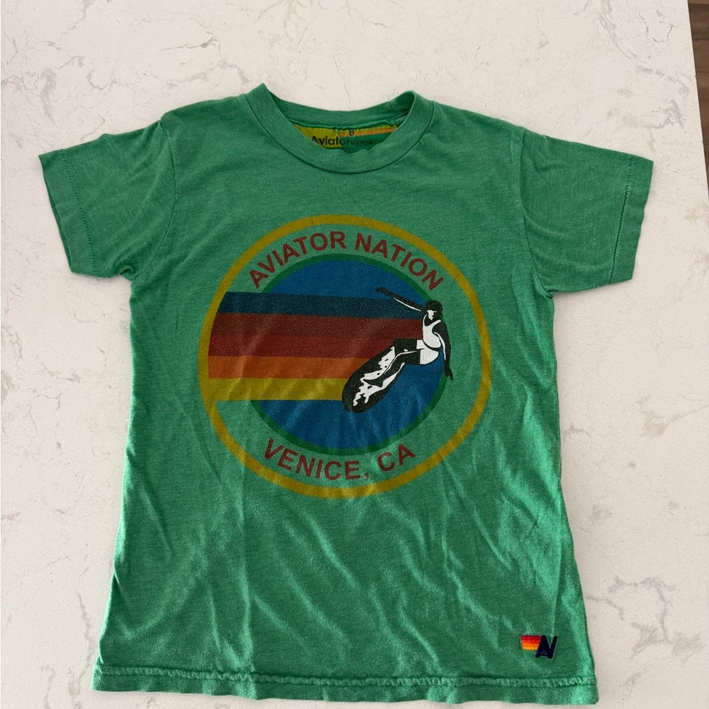 Green kids Aviator Nation t-shirt size 8